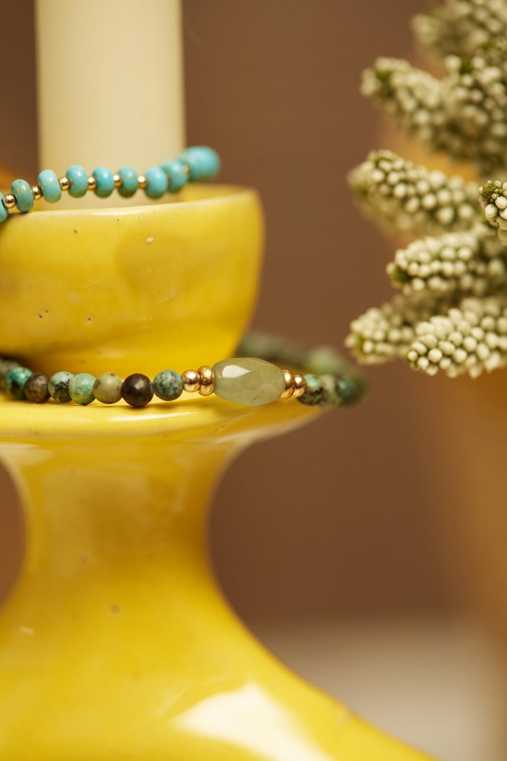 Bracelet Indira élastique perles pierres semi-précieuses - By